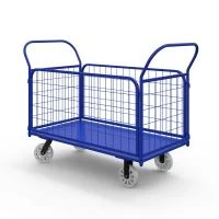 Тележка платформенная с сетчатыми бортами ТС 1 (г/п 600 кг, 800x500 мм, колёса нейлон/пластик 200 мм)